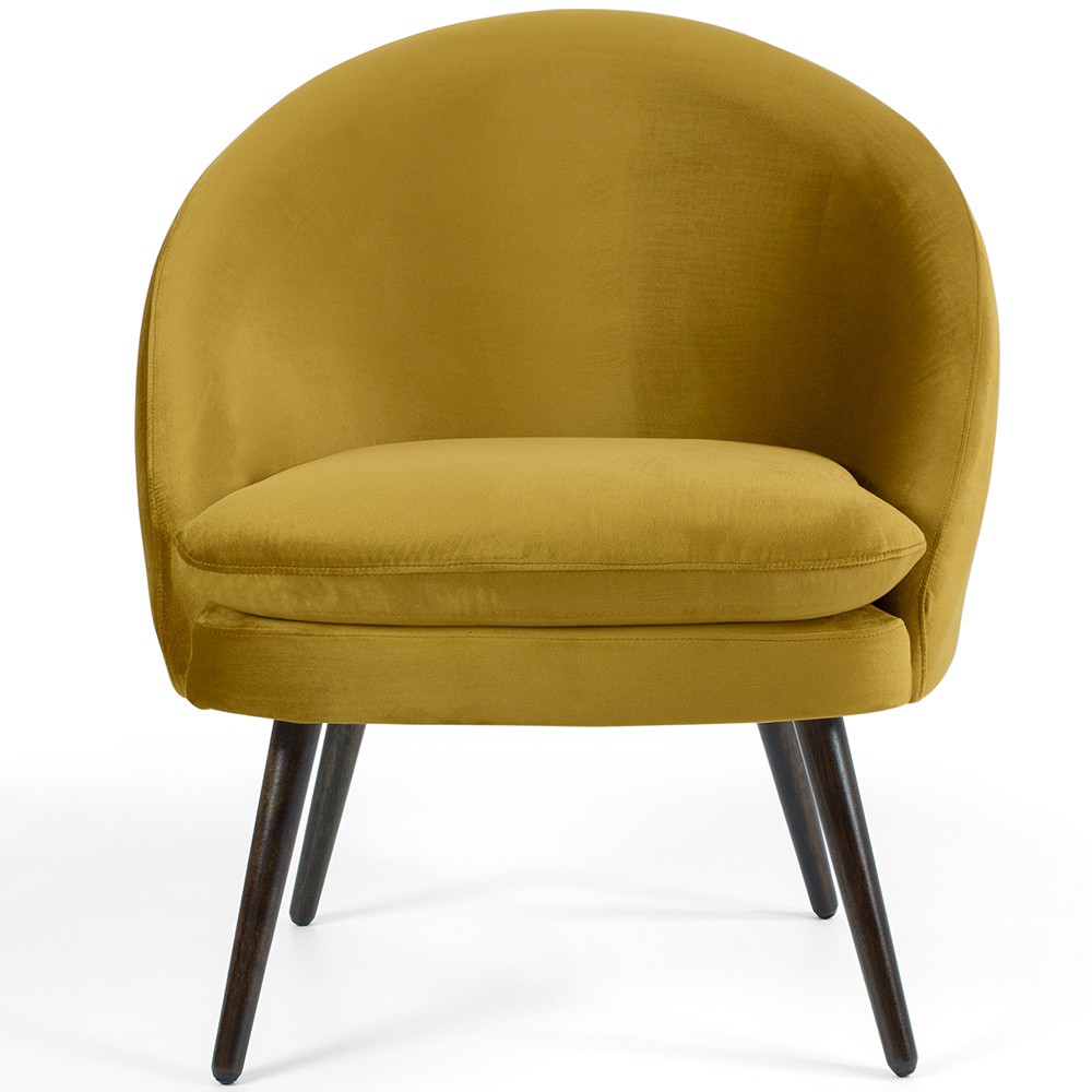 Poltrona Decorativa Fixa Pés Palito Rafa D02 Veludo Mostarda C-279 - Lyam Decor