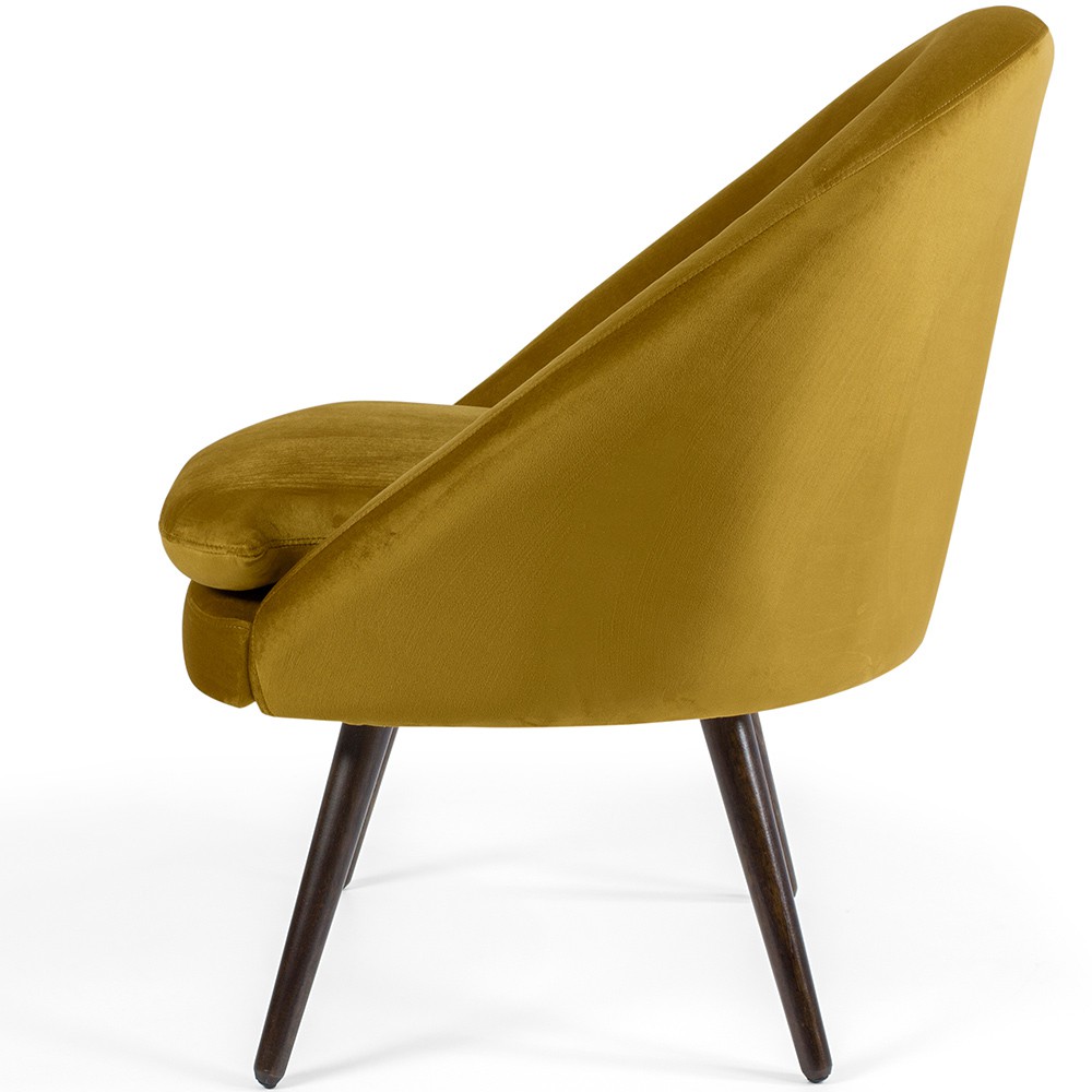 Poltrona Decorativa Fixa Pés Palito Rafa D02 Veludo Mostarda C-279 - Lyam Decor