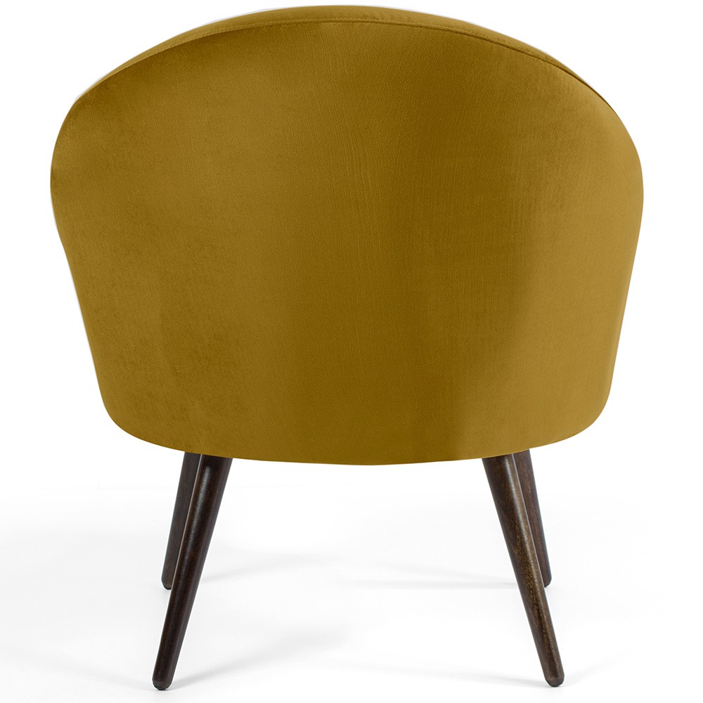 Poltrona Decorativa Fixa Pés Palito Rafa D02 Veludo Mostarda C-279 - Lyam Decor