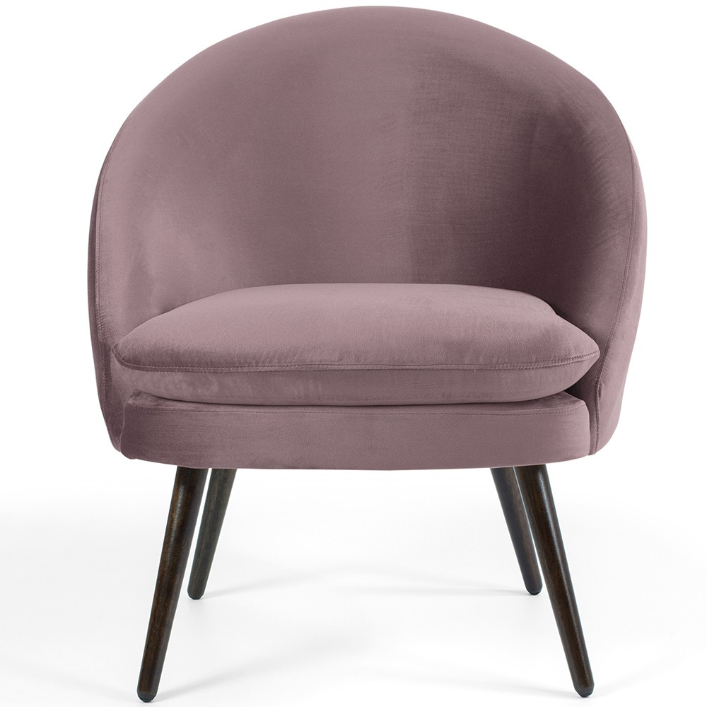 Poltrona Decorativa Fixa Pés Palito Rafa D02 Veludo Rosê C-305 - Lyam Decor