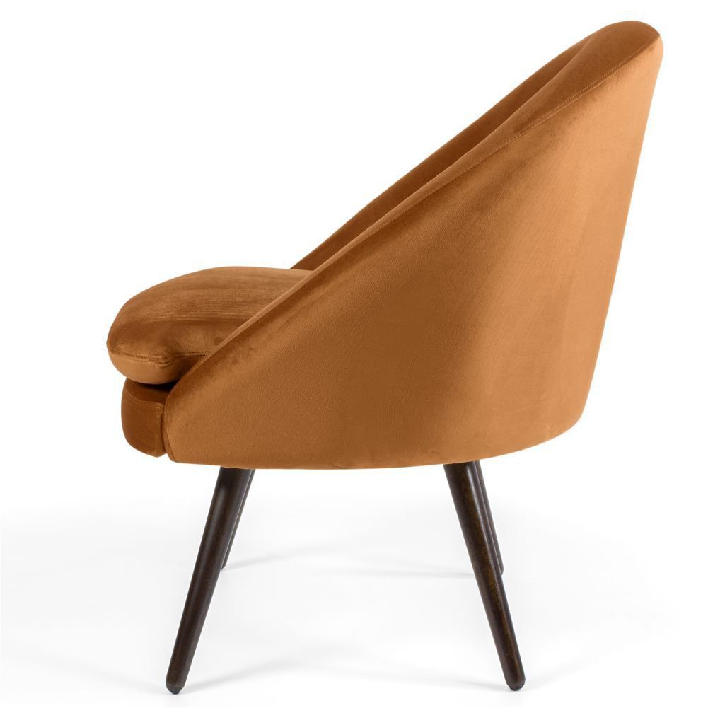 Poltrona Decorativa Fixa Pés Palito Rafa D02 Veludo Telha C-262 - Lyam Decor