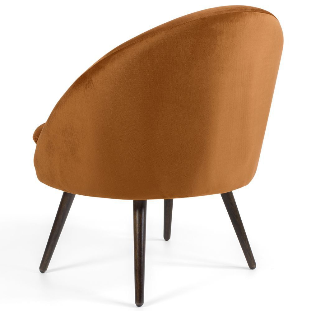 Poltrona Decorativa Fixa Pés Palito Rafa D02 Veludo Telha C-262 - Lyam Decor