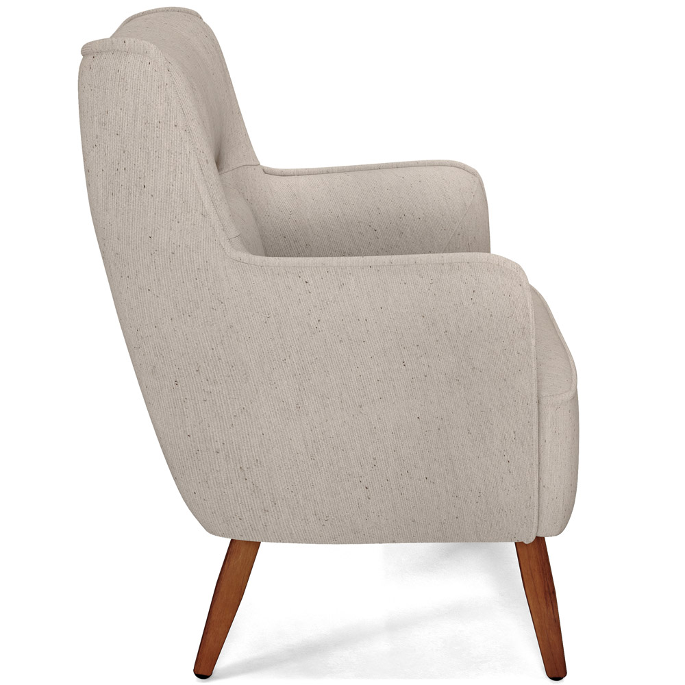 Poltrona Decorativa Fixa Pés de Madeira Isabella D02 Linho Bege C-107 - Lyam Decor