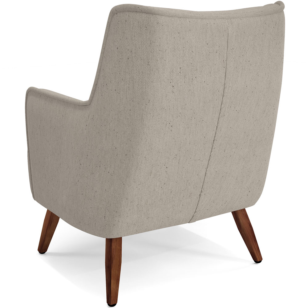 Poltrona Decorativa Fixa Pés de Madeira Isabella D02 Linho Bege C-107 - Lyam Decor