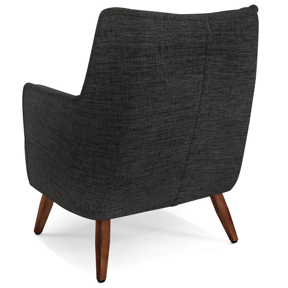 Poltrona Decorativa Fixa Pés de Madeira Isabella D02 Linho Chumbo D-465 - Lyam Decor
