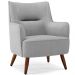 Poltrona Decorativa Fixa Pés de Madeira Isabella D02 Linho Cinza D-315 - Lyam Decor
