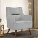 Poltrona Decorativa Fixa Pés de Madeira Isabella D02 Linho Cinza D-315 - Lyam Decor