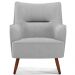 Poltrona Decorativa Fixa Pés de Madeira Isabella D02 Linho Cinza D-315 - Lyam Decor