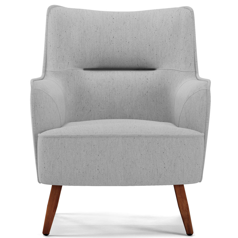 Poltrona Decorativa Fixa Pés de Madeira Isabella D02 Linho Cinza D-315 - Lyam Decor