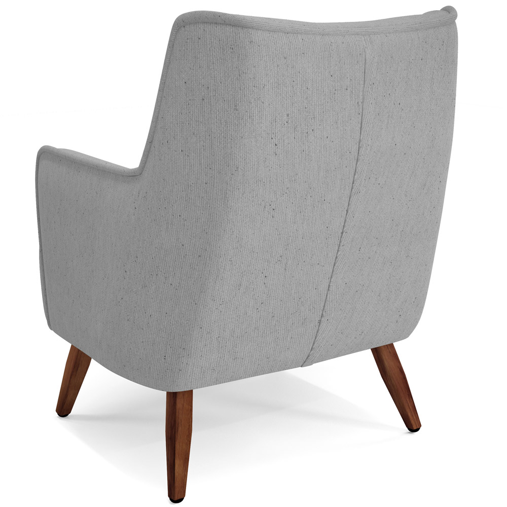 Poltrona Decorativa Fixa Pés de Madeira Isabella D02 Linho Cinza D-315 - Lyam Decor