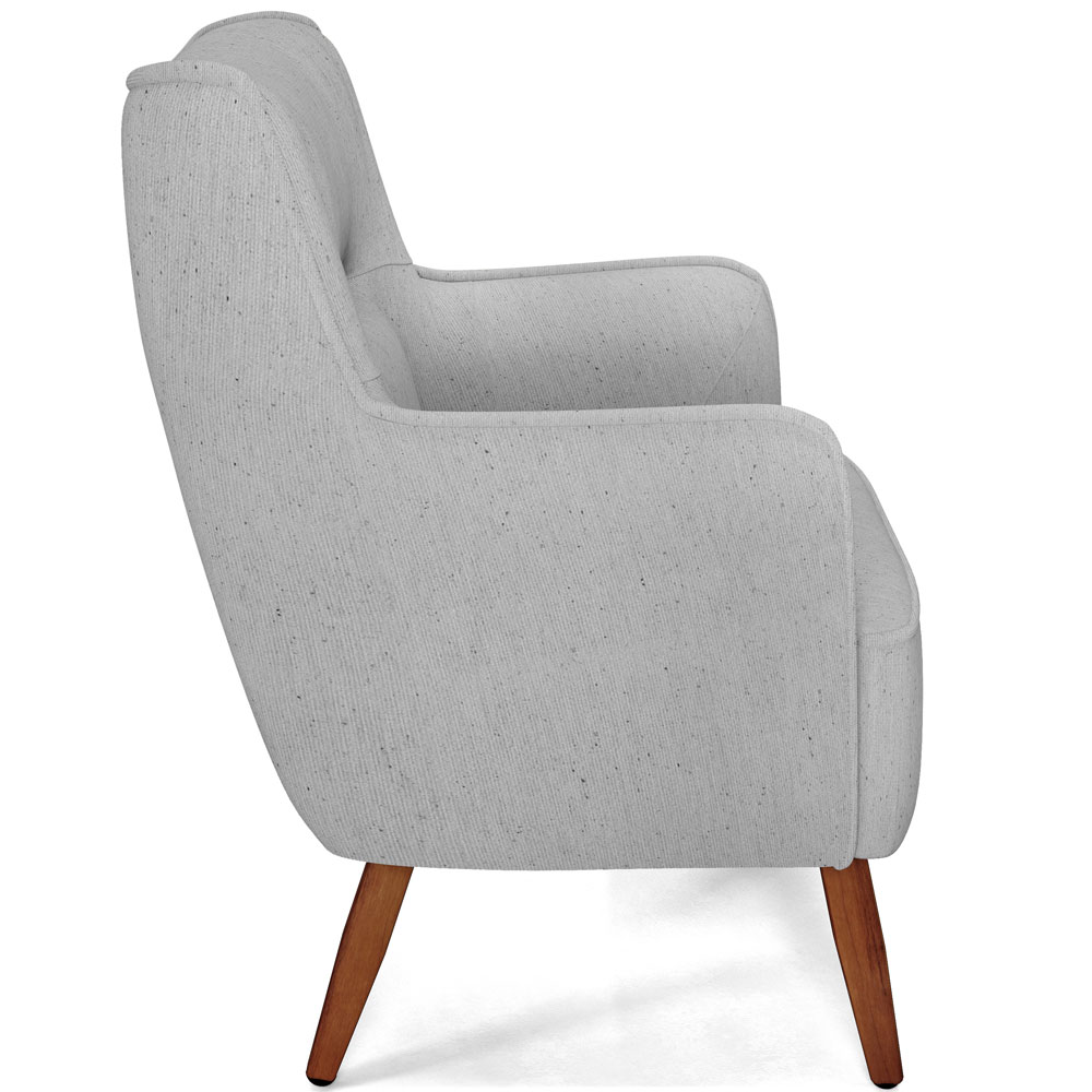 Poltrona Decorativa Fixa Pés de Madeira Isabella D02 Linho Cinza D-315 - Lyam Decor