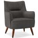 Poltrona Decorativa Fixa Pés de Madeira Isabella D02 Linho Cinza Escuro C-416 - Lyam Decor