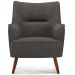 Poltrona Decorativa Fixa Pés de Madeira Isabella D02 Linho Cinza Escuro C-416 - Lyam Decor