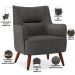Poltrona Decorativa Fixa Pés de Madeira Isabella D02 Linho Cinza Escuro C-416 - Lyam Decor