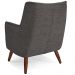 Poltrona Decorativa Fixa Pés de Madeira Isabella D02 Linho Cinza Escuro C-416 - Lyam Decor