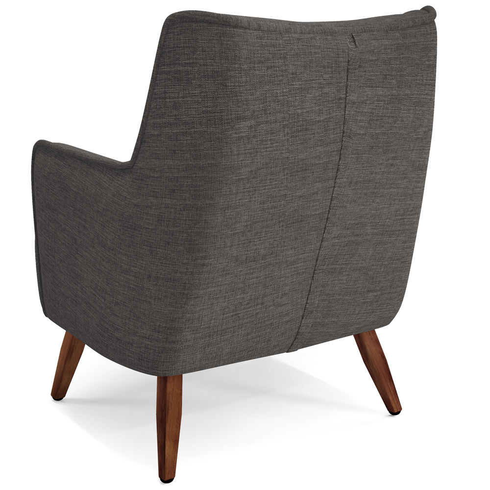 Poltrona Decorativa Fixa Pés de Madeira Isabella D02 Linho Cinza Escuro C-416 - Lyam Decor