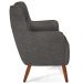 Poltrona Decorativa Fixa Pés de Madeira Isabella D02 Linho Cinza Escuro C-416 - Lyam Decor