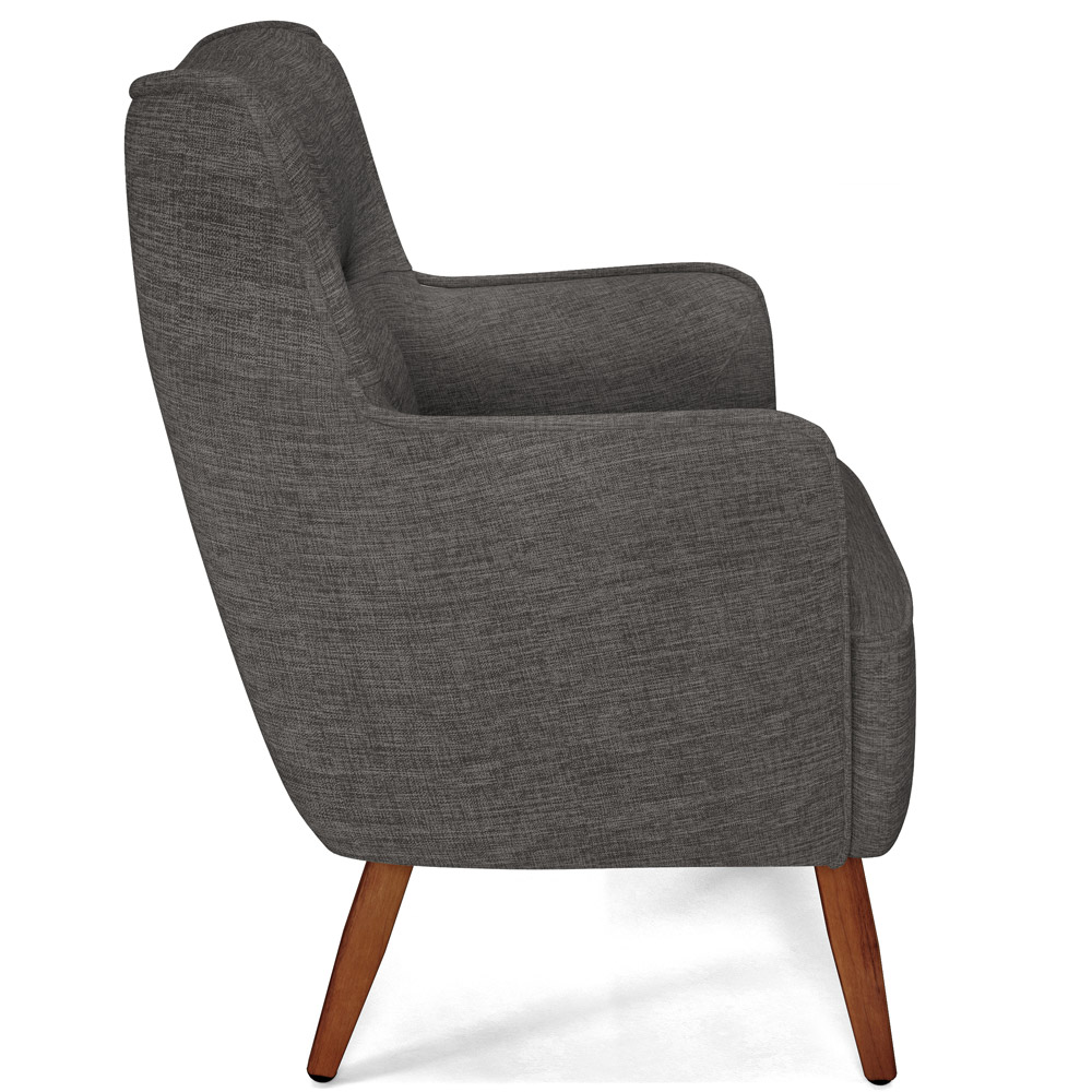 Poltrona Decorativa Fixa Pés de Madeira Isabella D02 Linho Cinza Escuro C-416 - Lyam Decor
