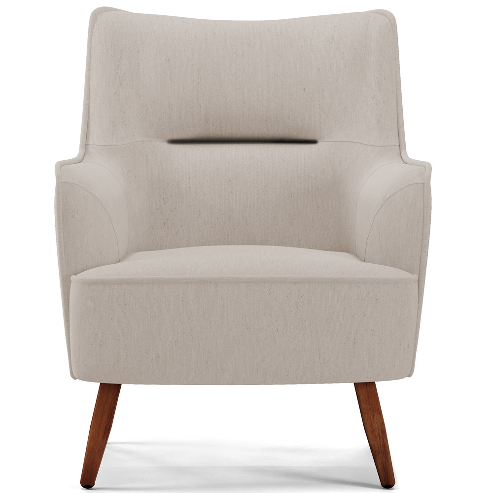 Poltrona Decorativa Fixa Pés de Madeira Isabella D02 Linho Cru C-443 - Lyam Decor