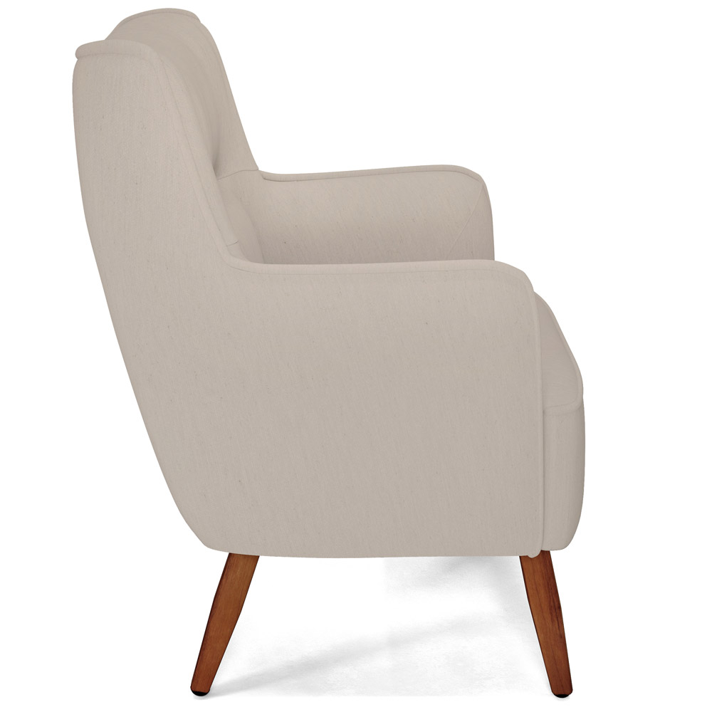 Poltrona Decorativa Fixa Pés de Madeira Isabella D02 Linho Cru C-443 - Lyam Decor