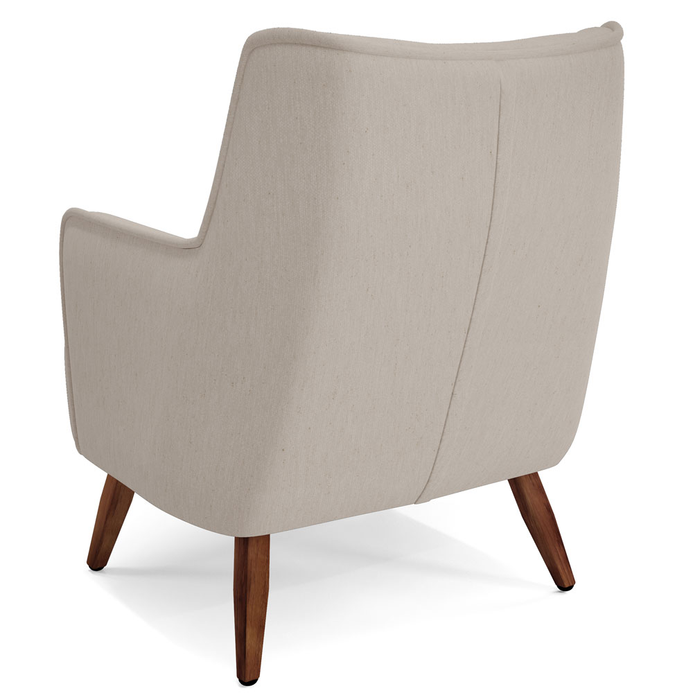 Poltrona Decorativa Fixa Pés de Madeira Isabella D02 Linho Cru C-443 - Lyam Decor