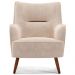 Poltrona Decorativa Fixa Pés de Madeira Isabella D02 Veludo Bege C-309 - Lyam Decor