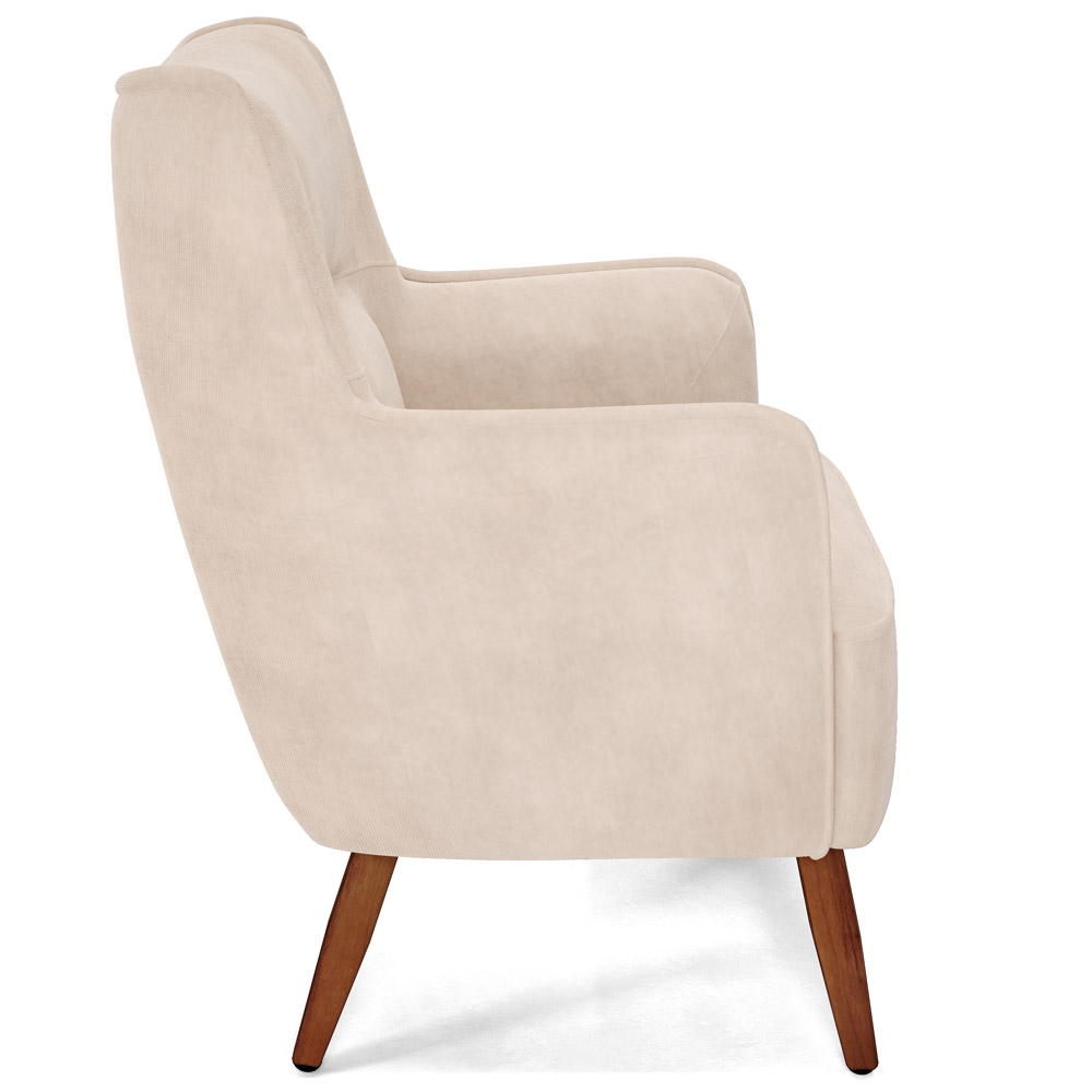 Poltrona Decorativa Fixa Pés de Madeira Isabella D02 Veludo Bege C-309 - Lyam Decor