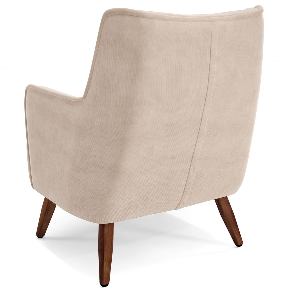 Poltrona Decorativa Fixa Pés de Madeira Isabella D02 Veludo Bege C-309 - Lyam Decor