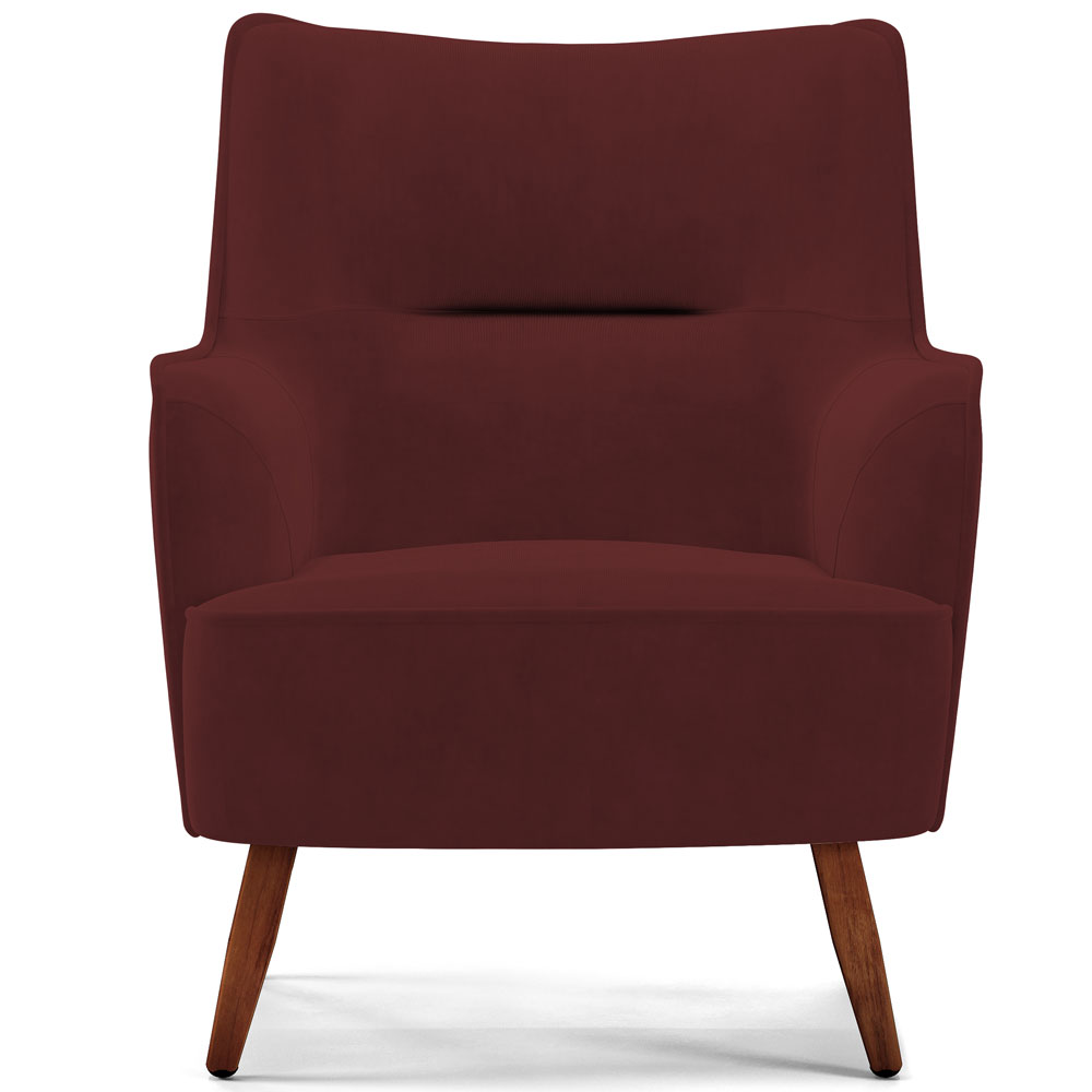 Poltrona Decorativa Fixa Pés de Madeira Isabella D02 Veludo Marsala C-278 - Lyam Decor