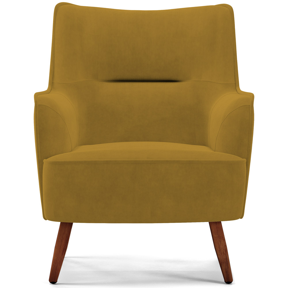 Poltrona Decorativa Fixa Pés de Madeira Isabella D02 Veludo Mostarda C-260 - Lyam Decor