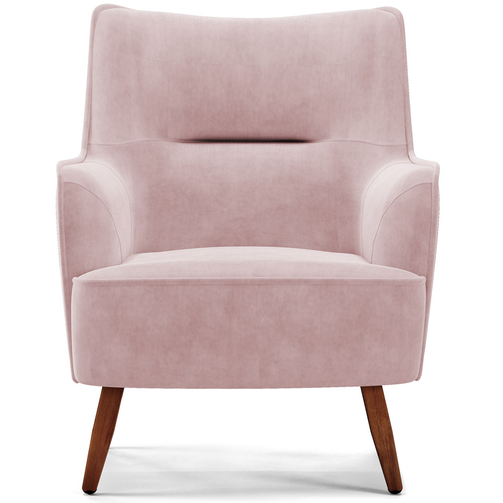 Poltrona Decorativa Fixa Pés de Madeira Isabella D02 Veludo Rosê C-305 - Lyam Decor