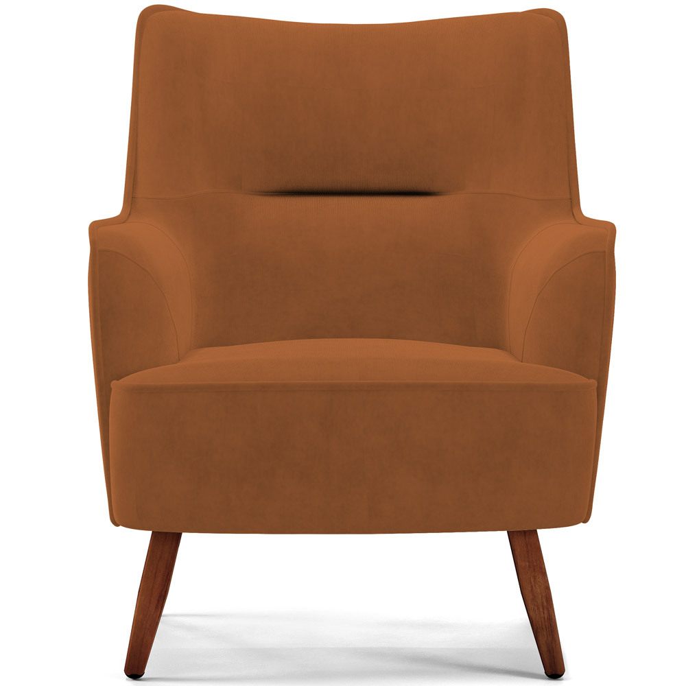 Poltrona Decorativa Fixa Pés de Madeira Isabella D02 Veludo Telha C-262 - Lyam Decor