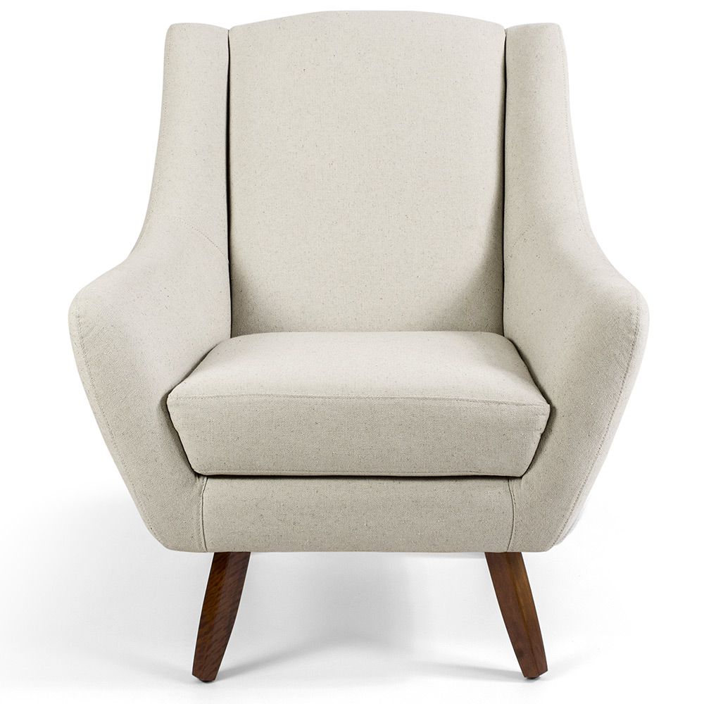 Poltrona Decorativa Fixa Pés de Madeira Juliet D02 Algodão Bege C-370 - Lyam Decor