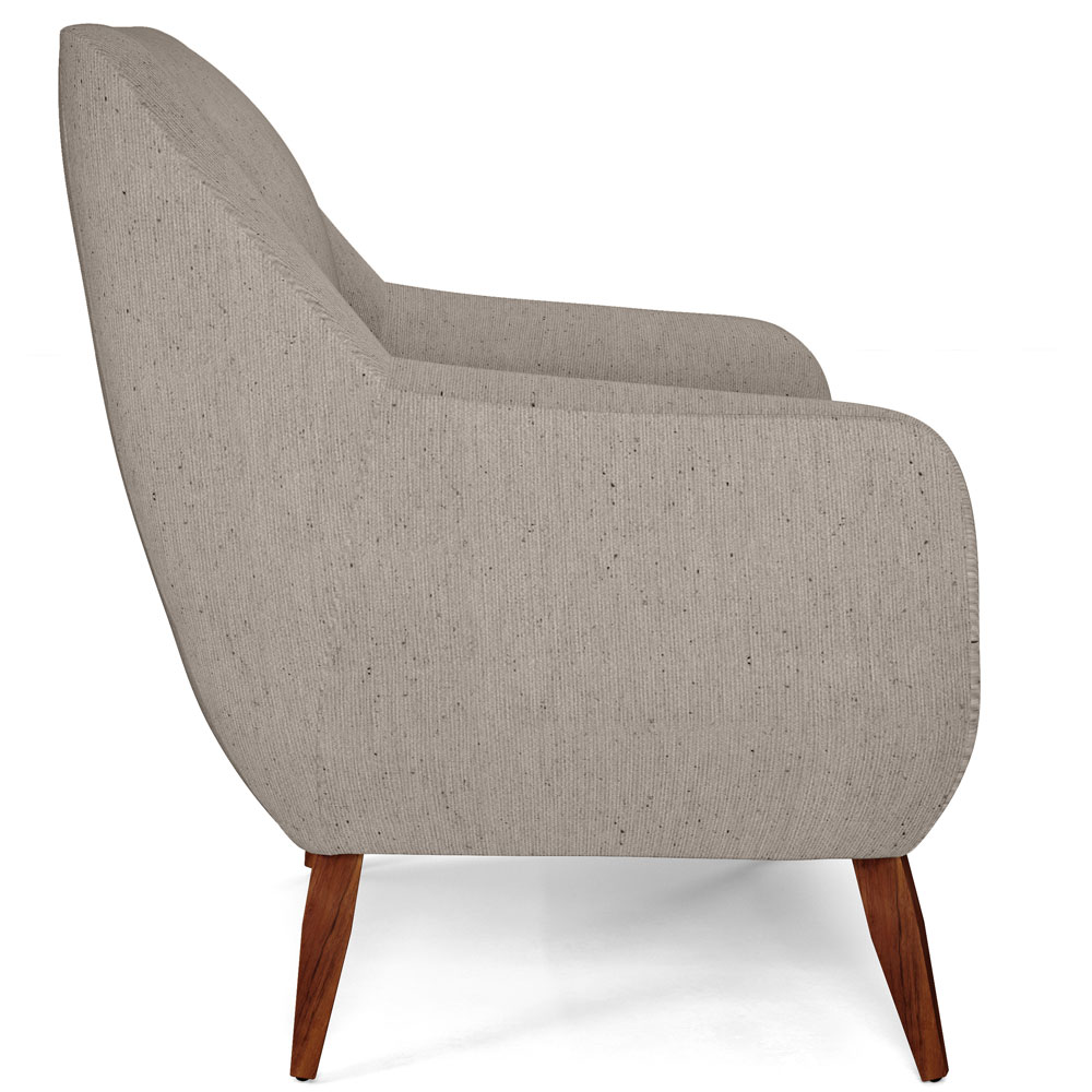 Poltrona Decorativa Fixa Pés de Madeira Paloma D02 Linho Bege C-107 - Lyam Decor