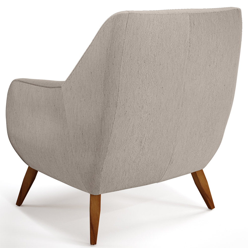 Poltrona Decorativa Fixa Pés de Madeira Paloma D02 Linho Bege C-107 - Lyam Decor