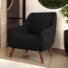 Poltrona Decorativa Fixa Pés de Madeira Paloma D02 Linho Chumbo D-465 - Lyam Decor