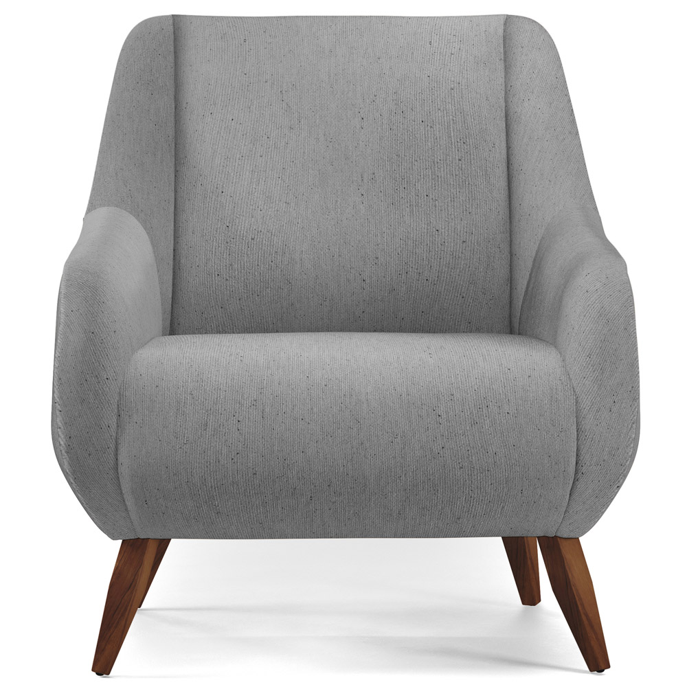 Poltrona Decorativa Fixa Pés de Madeira Paloma D02 Linho Cinza D-315 - Lyam Decor