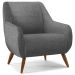 Poltrona Decorativa Fixa Pés de Madeira Paloma D02 Linho Cinza Escuro C-416 - Lyam Decor