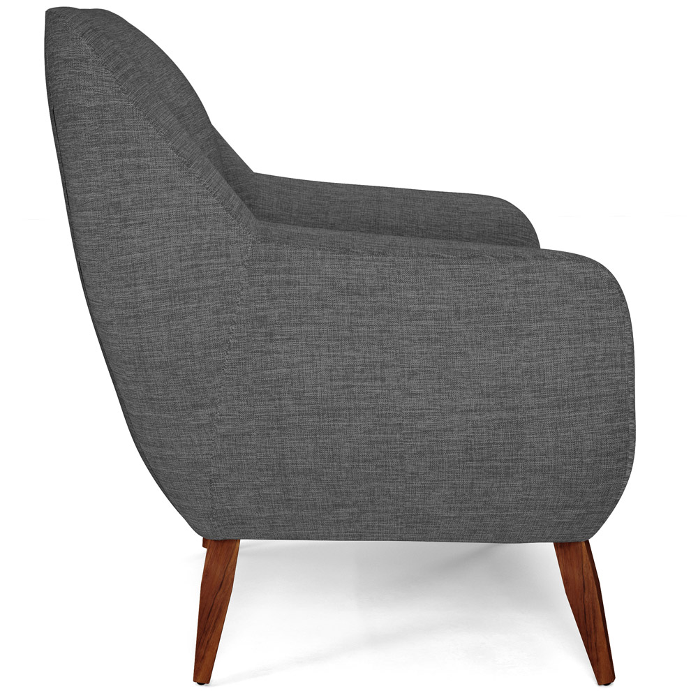 Poltrona Decorativa Fixa Pés de Madeira Paloma D02 Linho Cinza Escuro C-416 - Lyam Decor