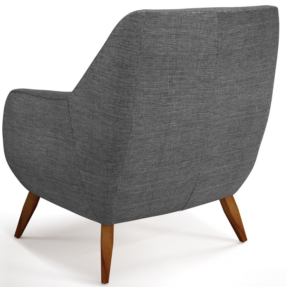 Poltrona Decorativa Fixa Pés de Madeira Paloma D02 Linho Cinza Escuro C-416 - Lyam Decor
