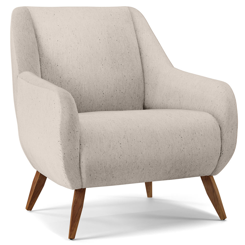 Poltrona Decorativa Fixa Pés de Madeira Paloma D02 Linho Cru C-443 - Lyam Decor