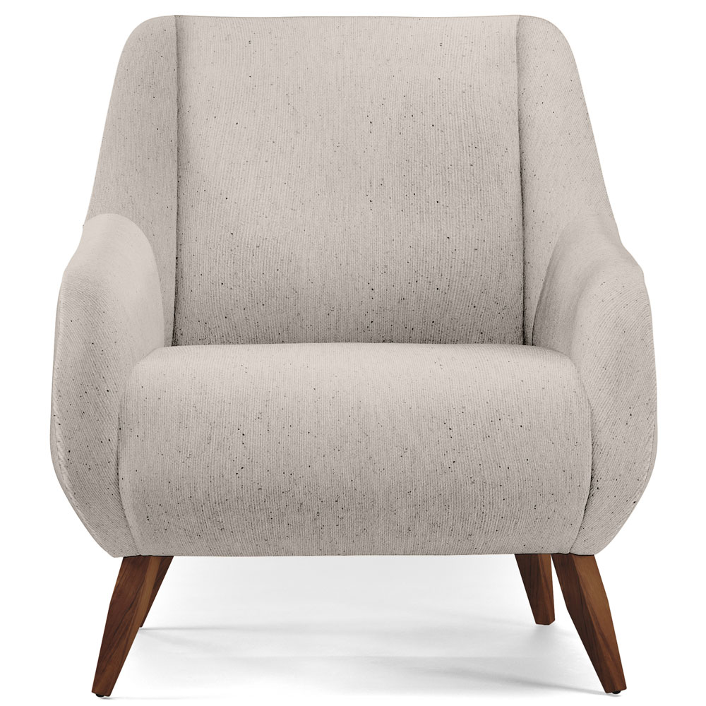 Poltrona Decorativa Fixa Pés de Madeira Paloma D02 Linho Cru C-443 - Lyam Decor