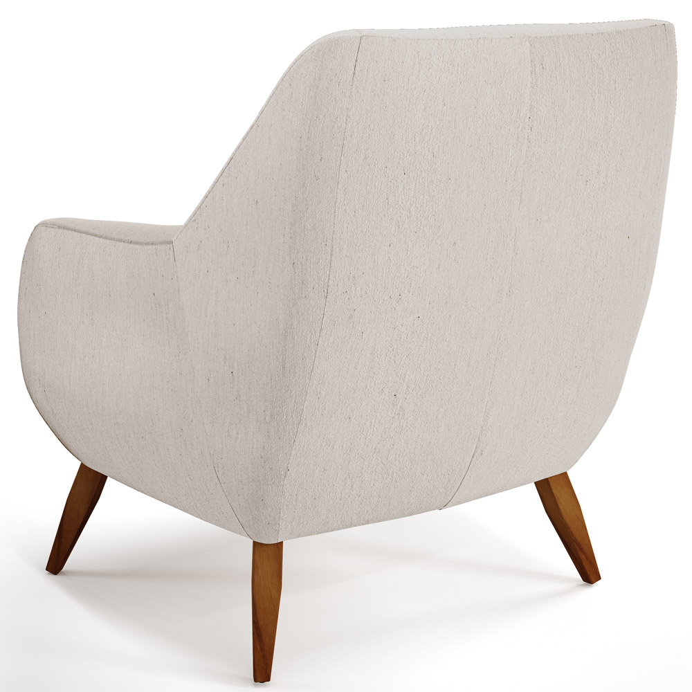 Poltrona Decorativa Fixa Pés de Madeira Paloma D02 Linho Cru C-443 - Lyam Decor