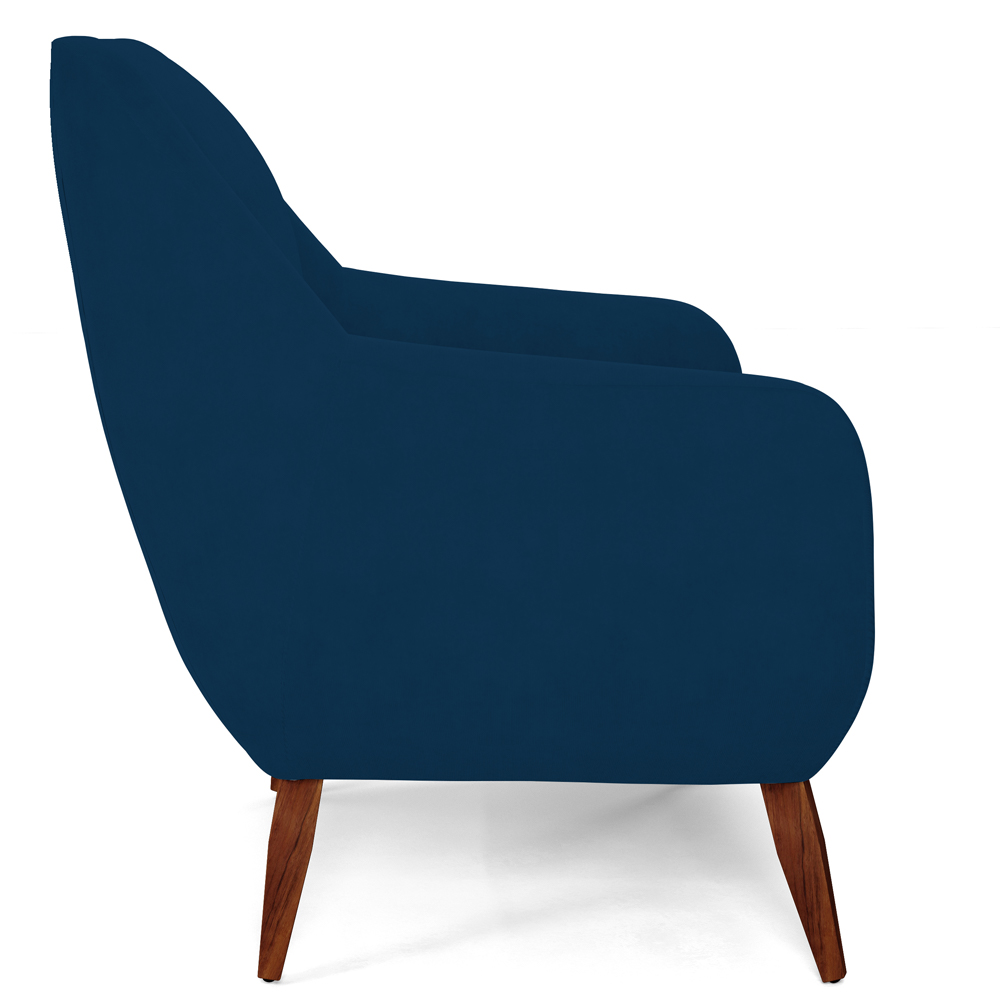 Poltrona Decorativa Fixa Pés de Madeira Paloma D02 Veludo Azul Marinho C-304 - Lyam Decor