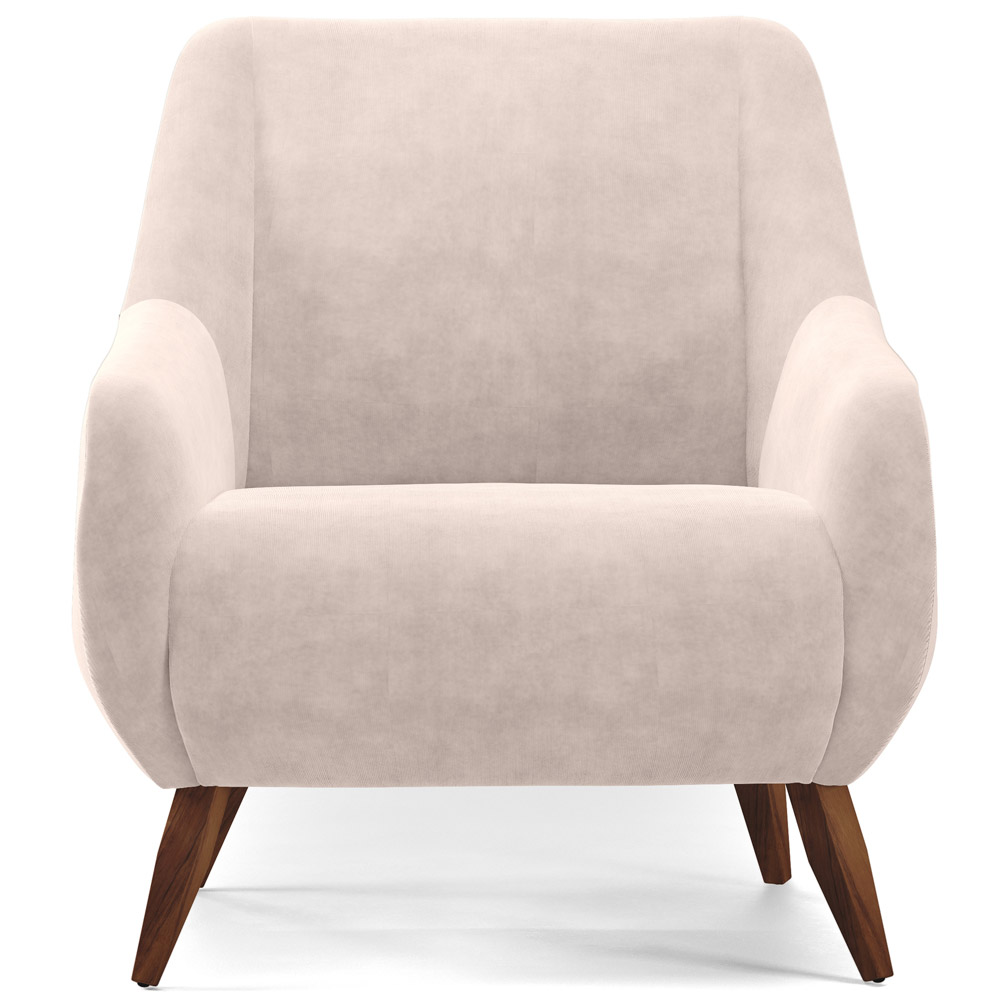 Poltrona Decorativa Fixa Pés de Madeira Paloma D02 Veludo Bege C-309 - Lyam Decor