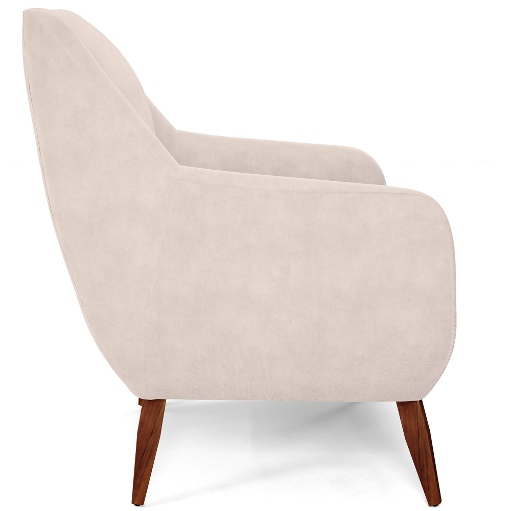 Poltrona Decorativa Fixa Pés de Madeira Paloma D02 Veludo Bege C-309 - Lyam Decor