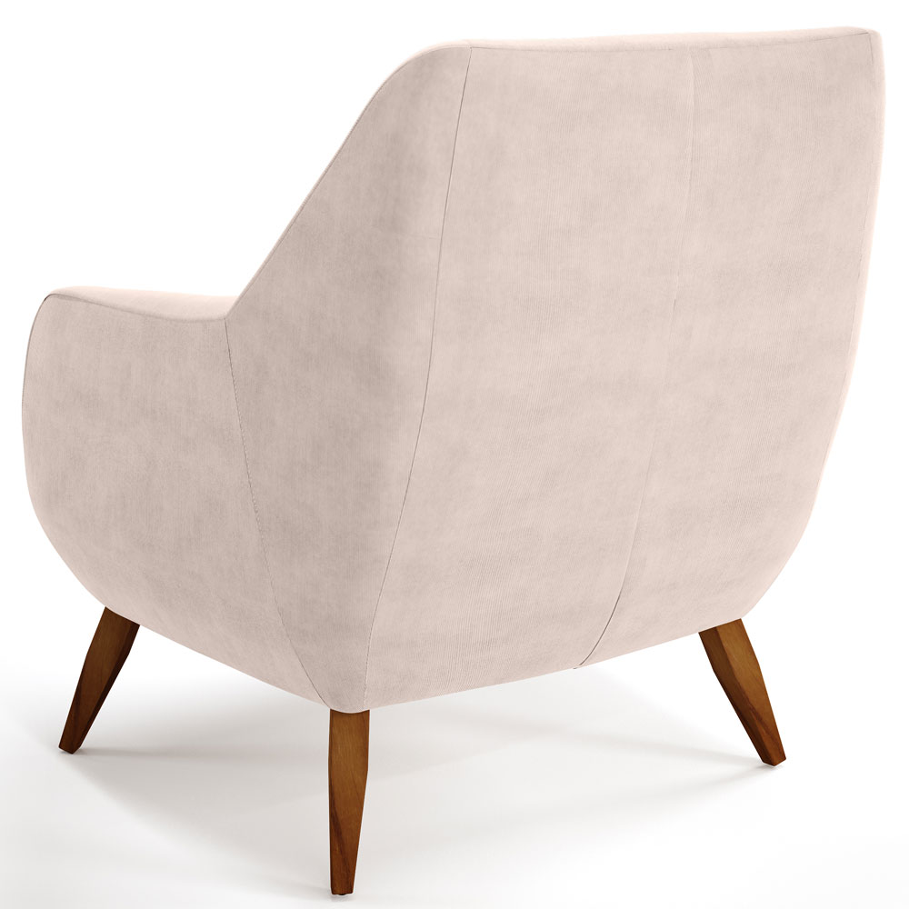 Poltrona Decorativa Fixa Pés de Madeira Paloma D02 Veludo Bege C-309 - Lyam Decor