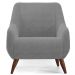 Poltrona Decorativa Fixa Pés de Madeira Paloma D02 Veludo Cinza C-317 - Lyam Decor