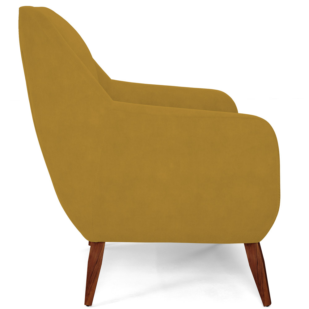 Poltrona Decorativa Fixa Pés de Madeira Paloma D02 Veludo Mostarda C-260 - Lyam Decor