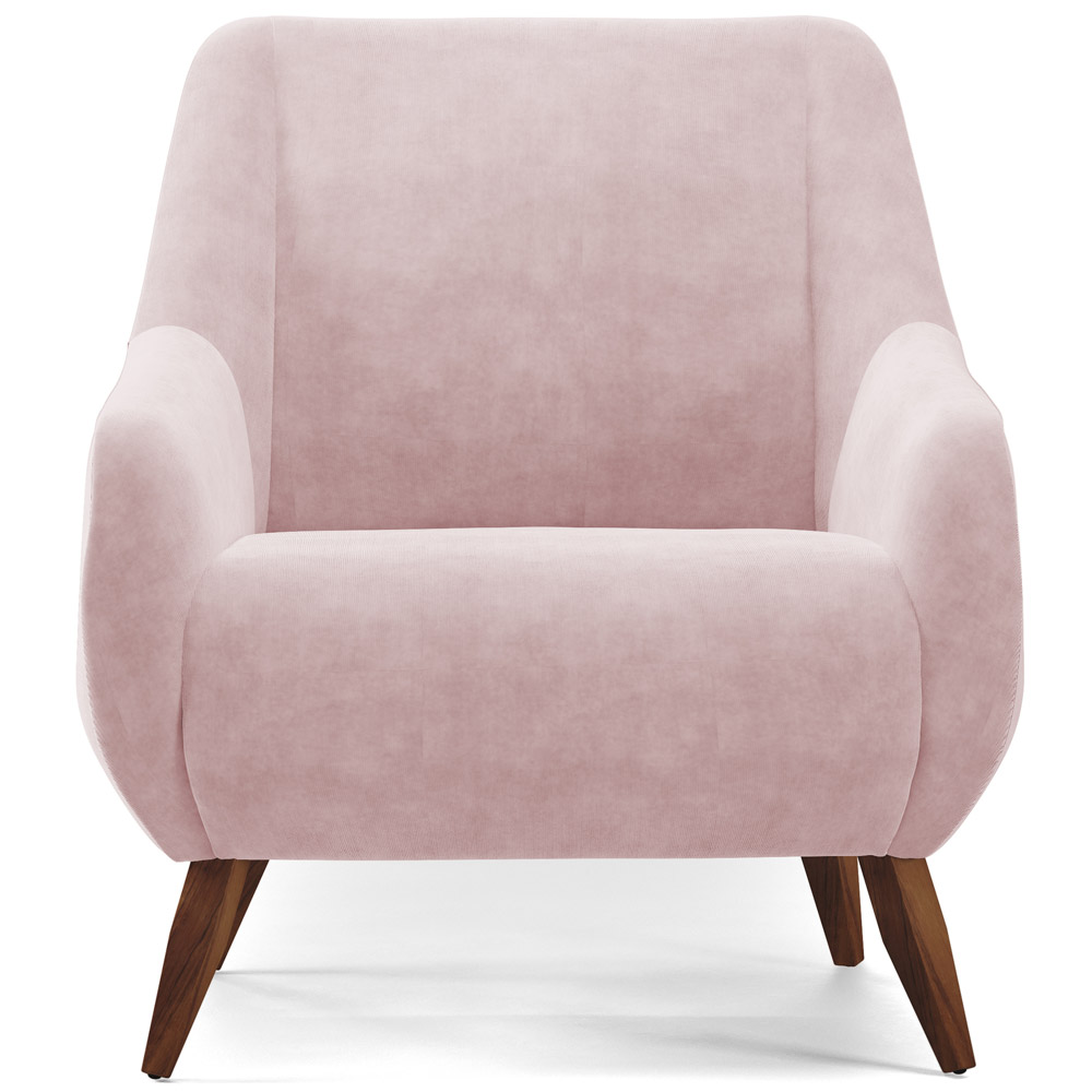 Poltrona Decorativa Fixa Pés de Madeira Paloma D02 Veludo Rosê C-305 - Lyam Decor